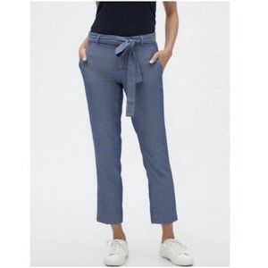 Banana Republic Avery Tie Waist Mid Rise Ankle Blue Chambray Pants Women’s 16